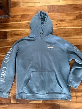 Salty Crew Dusty Blue Hooded Pullover with Fish Logo